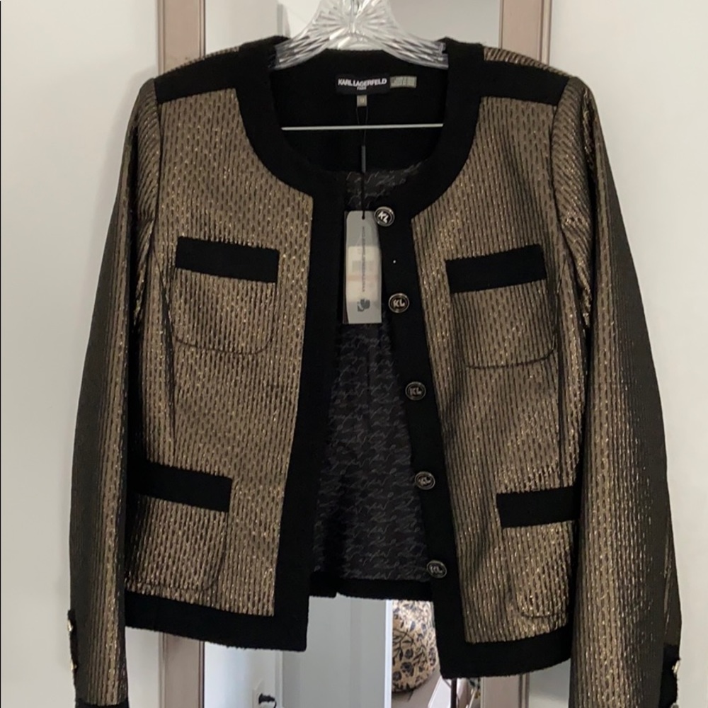 Karl lagerfeld Paris black and gold suit jacket